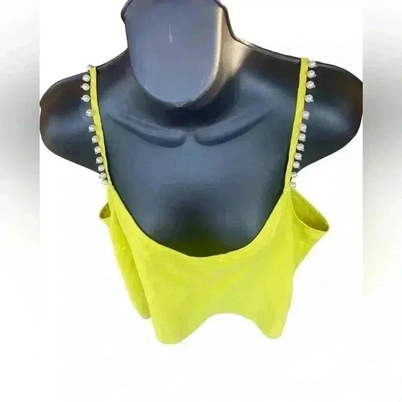MARCNEWYORK XL neon yellow 100%  linen pearl spaghetti straps semi sweetheart - Picture 3 of 10